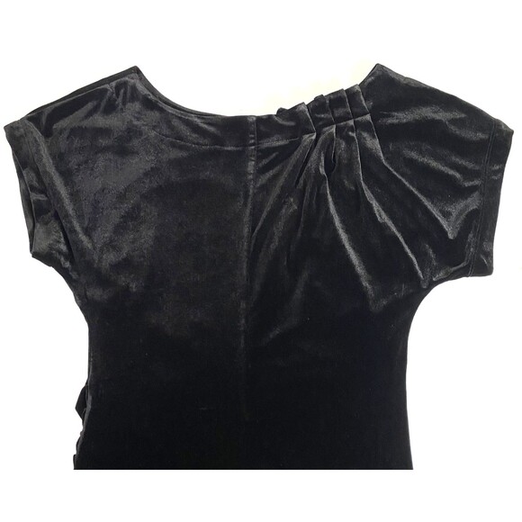 BCBGeneration Velour Ruched Pleated Neckline Mini Dress Womens XS Black Stretch - Picture 7 of 16